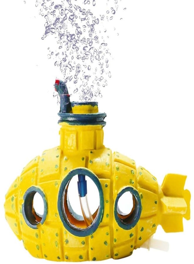 Moonorange Aquarium Air Bubbler Decoration, Realistic Submarine Ornament for Aquarium Fish Tank (Submarine-Yellow) - Image 1